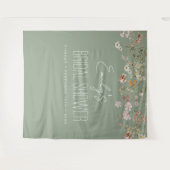 Sage Groene Wildbloem Vrijgezellenfeest Tuinbloei Wandkleed (Voorkant (horizontaal))