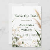 Sage Groene Wildbloemen en Pampa's Save The Date (Voorkant)
