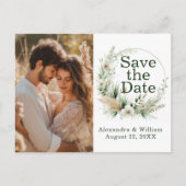 Sage Groene Wildbloemen en Pampa's Save The Date Uitnodiging Briefkaart (Voorkant)