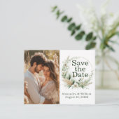 Sage Groene Wildbloemen en Pampa's Save The Date Uitnodiging Briefkaart (Staand voorkant)