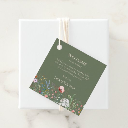 Sage Groene Wildbloemen Meadow Welkomstgeschenk La Bedankjes Labels (In situ)