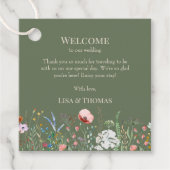 Sage Groene Wildbloemen Meadow Welkomstgeschenk La Bedankjes Labels (Voorkant)