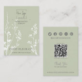 Sage Groene Wildbloemen QR Sieraden Display Kaart Contactkaartje (Voorkant / Achterkant)