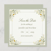 Sage Groene Wildbloemen Sla de datum op Kaart (Voorkant / Achterkant)