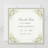 Sage Groene Wildbloemen Sla de datum op Kaart (Voorkant)