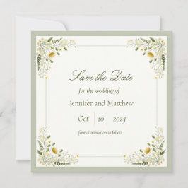 Sage Groene  Wildbloemen Sla de datum op Kaart