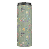 Sage Groene Wilde Bloemen Persoonlijk  Thermosbeker (Achterkant)