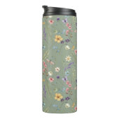 Sage Groene Wilde Bloemen Persoonlijk  Thermosbeker (Geroteerd rechts)
