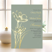 Sage groene Wildflower bruiloft uitnodiging