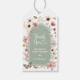 Sage Groene Wildflower Meadow Baby shower Gunsten Cadeaulabel
