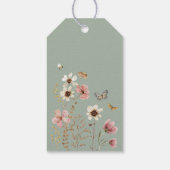 Sage Groene Wildflower Meadow Baby shower Gunsten Cadeaulabel (Achterkant)