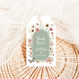 Sage Groene Wildflower Meadow Baby shower Gunsten Cadeaulabel