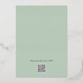 Sage groene wildflower QR code bruiloft uitnodigin Folie Feestdagenkaart (Achterkant)