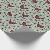 Sage Groene Winter Rode Kardinaal Patroon Cadeaupapier (Hoek)