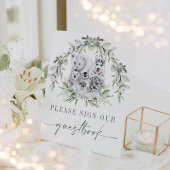 Sage Groene Winter Vakantie Arctische Dieren Gaste Reclamebord Met Voetstuk