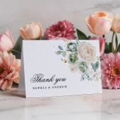 Sage Groene & Witte Bloemen Bruiloft Dank u Kaart