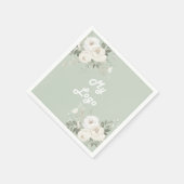 Sage groene witte bloemen business logo servet (Hoek)