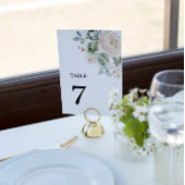 Sage Groene & Witte Bloemen Trouwtafel Nummers 7 Kaart
