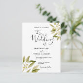 Sage-groene witte botanische bruiloft briefkaart (Staand voorkant)