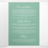 Sage-groene witte kleine hartbruiloft, all-in-one drieluik uitnodiging (Binnenkant midden)