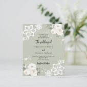 Sage groene witte rozen groen bruiloft uitnodiging (Staand voorkant)