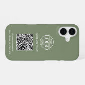 Sage Groene Zakelijk Logo & QR Code Promotie iPhone 16 Hoesje (Achterkant horizontaal)