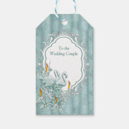 Sage-groene zijderupsen en bloemen cadeaulabel