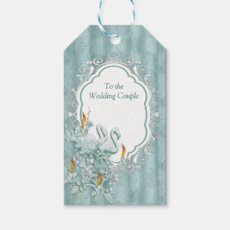 Sage-groene zijderupsen en bloemen cadeaulabel