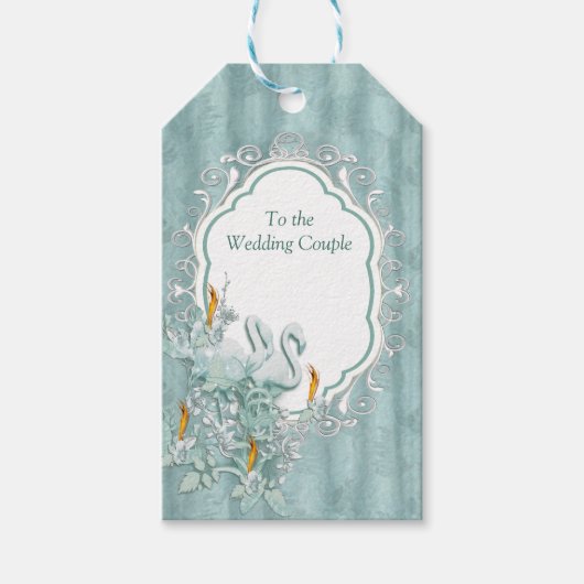 Sage-groene zijderupsen en bloemen cadeaulabel (Voorkant)