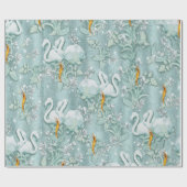 Sage-groene zijderupsen en bloemen cadeaupapier (Vlak)