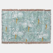 Sage-groene zijderupsen en bloemen deken (Voorkant)