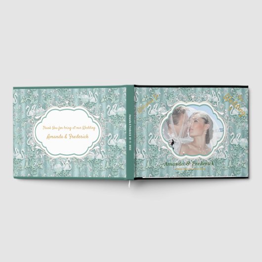 Sage-groene zijderupsen en bloemen gastenboek (Volledig)