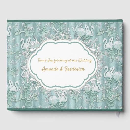 Sage-groene zijderupsen en bloemen gastenboek (Achterkant)