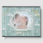 Sage-groene zijderupsen en bloemen gastenboek (Voorkant)