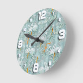 Sage-groene zijderupsen en bloemen ronde klok (Hoek)