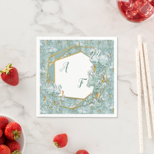 Sage-groene zijderupsen en bloemen servet (Insitu)