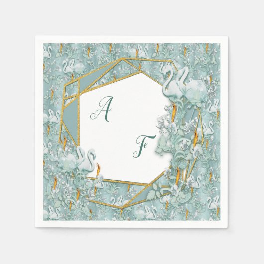 Sage-groene zijderupsen en bloemen servet (Voorkant)