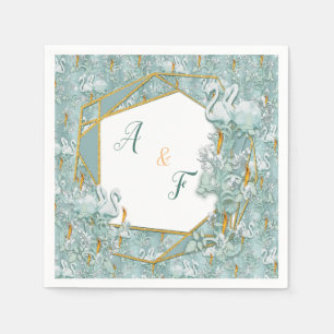 Sage-groene zijderupsen en bloemen servet