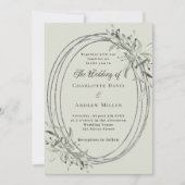 Sage groene zilveren groen groen bruiloft kaart (Voorkant)