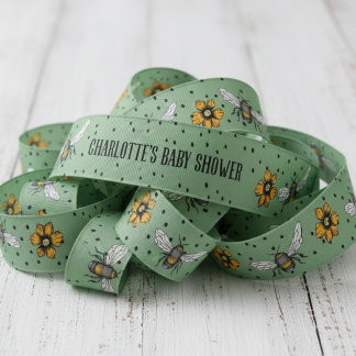 Sage Groene zoemende Bijen Dank u Baby shower Grosgrain Lint