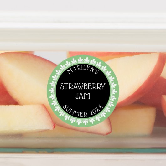 Sage Groene, Zwart-Witte Inblikken Etiket Stickers (Aangebracht)