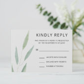 Sage Groenery Huwelijksreactie, Botanisch RSVP Kaartje (Staand voorkant)