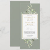 Sage Groenery Levendige Viering Funeral Service Kaart (Voorkant / Achterkant)
