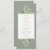Sage Groenery Viering van het Leven Funeral Servic Kaart (Voorkant / Achterkant)