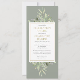 Sage Groenery Viering van het Leven Funeral Servic Kaart