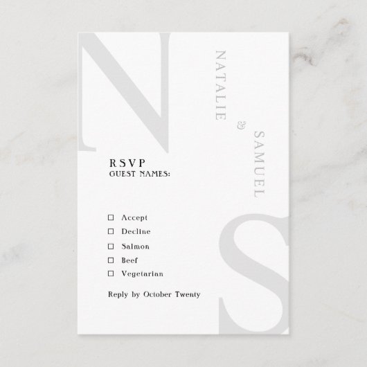 Sage GroenMinimalistisch Elegant Bold Initialen Br RSVP Kaartje (Voorkant)
