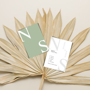Sage GroenMinimalistisch Elegant Bold Initialen Br RSVP Kaartje