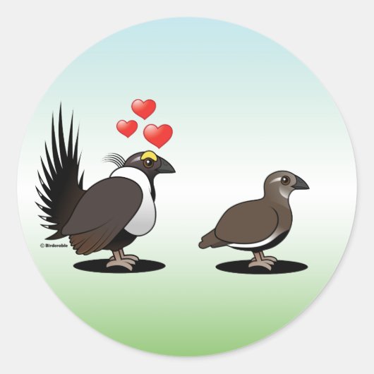 Sage Grouse Love Ronde Sticker (Voorkant)