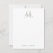 Sage Hand Drawn Cheers Glasses Wedding Stationary  Notitiekaartje (Voorkant)