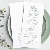 Sage Hand Drawn Cheers Glasses Whimsical Wedding Menu